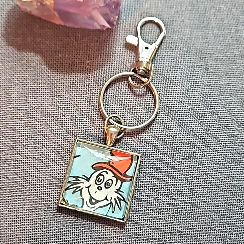 Vintage Dr. Seuss Green Eggs n ham Sam I am keyring ooak original page